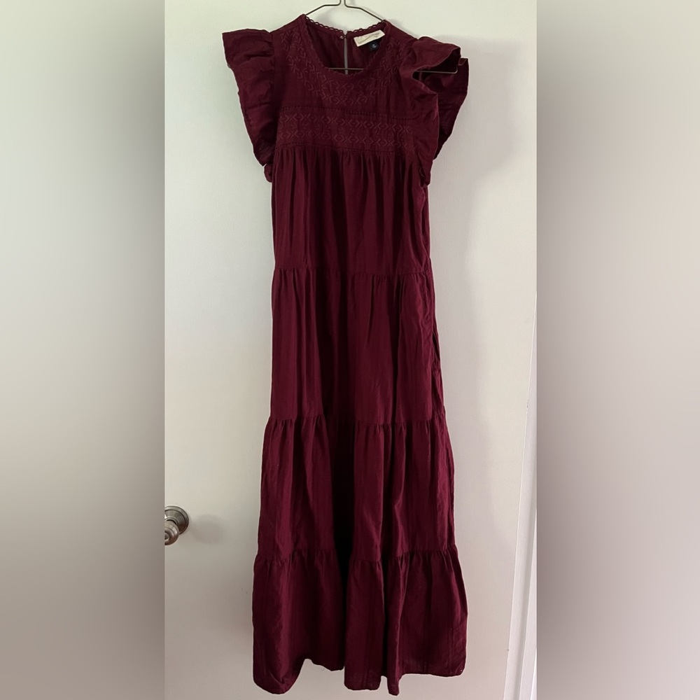 Burgundy Maxi dress with pockets, Size M
